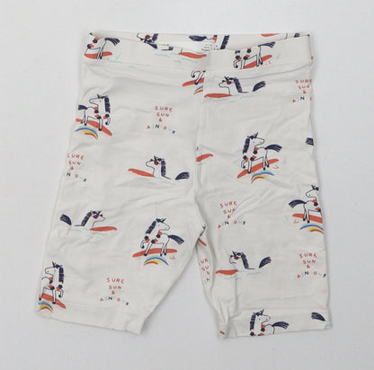 Marks and Spencer Boys White Geometric Cotton Sweat Shorts Size 2-3 Years  Regular  - Unicorn