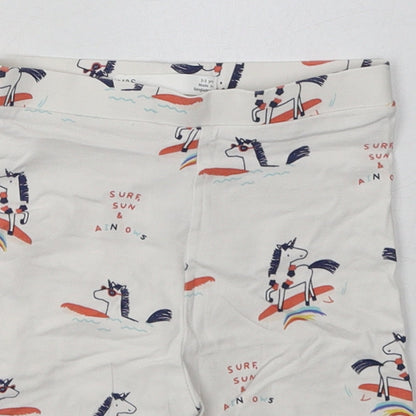Marks and Spencer Boys White Geometric Cotton Sweat Shorts Size 2-3 Years  Regular  - Unicorn