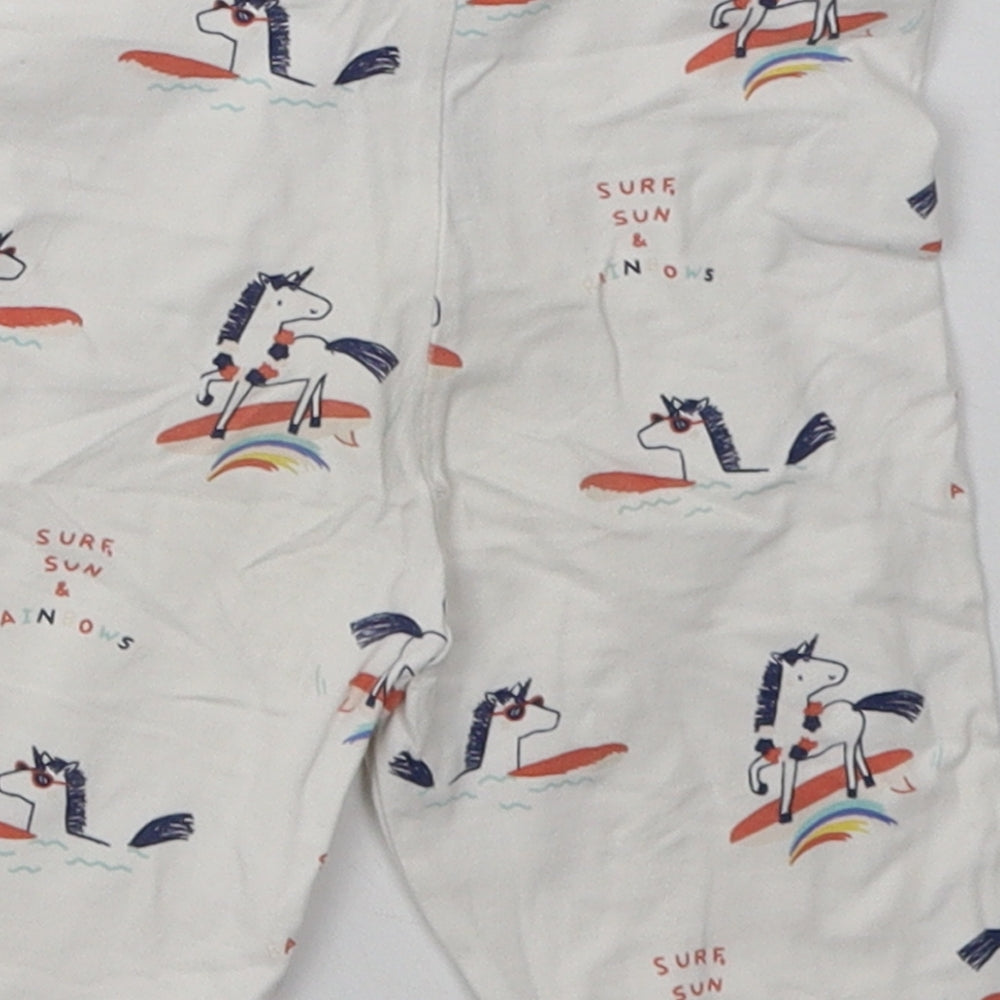 Marks and Spencer Boys White Geometric Cotton Sweat Shorts Size 2-3 Years  Regular  - Unicorn