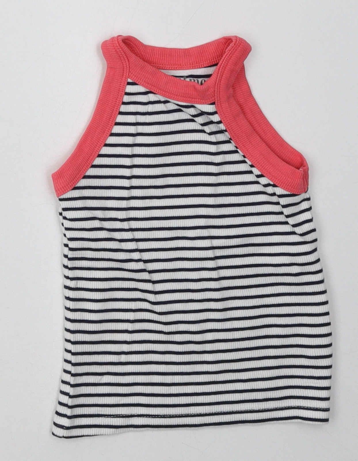Nutmeg Girls White Striped Cotton Basic Tank Size 4-5 Years Crew Neck Pullover