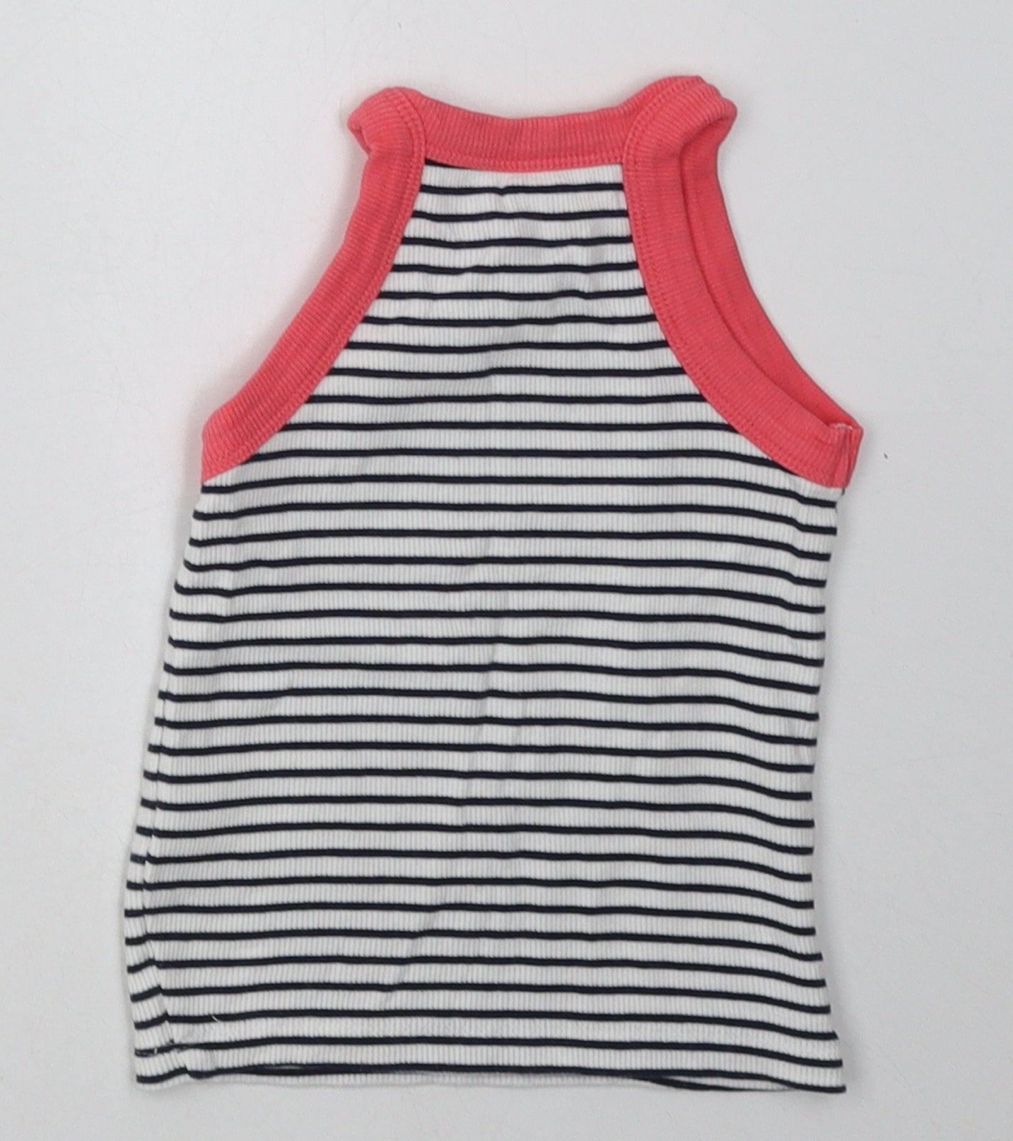 Nutmeg Girls White Striped Cotton Basic Tank Size 4-5 Years Crew Neck Pullover