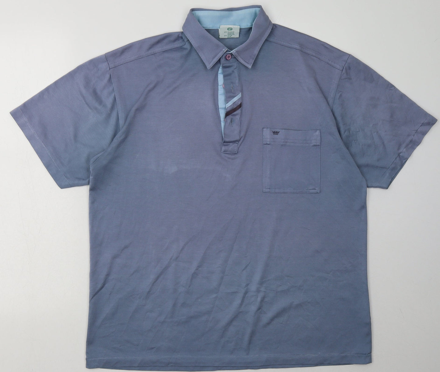 Mens UK Size M canda Blue  Button-Up Short Sleeve Casual Shirt