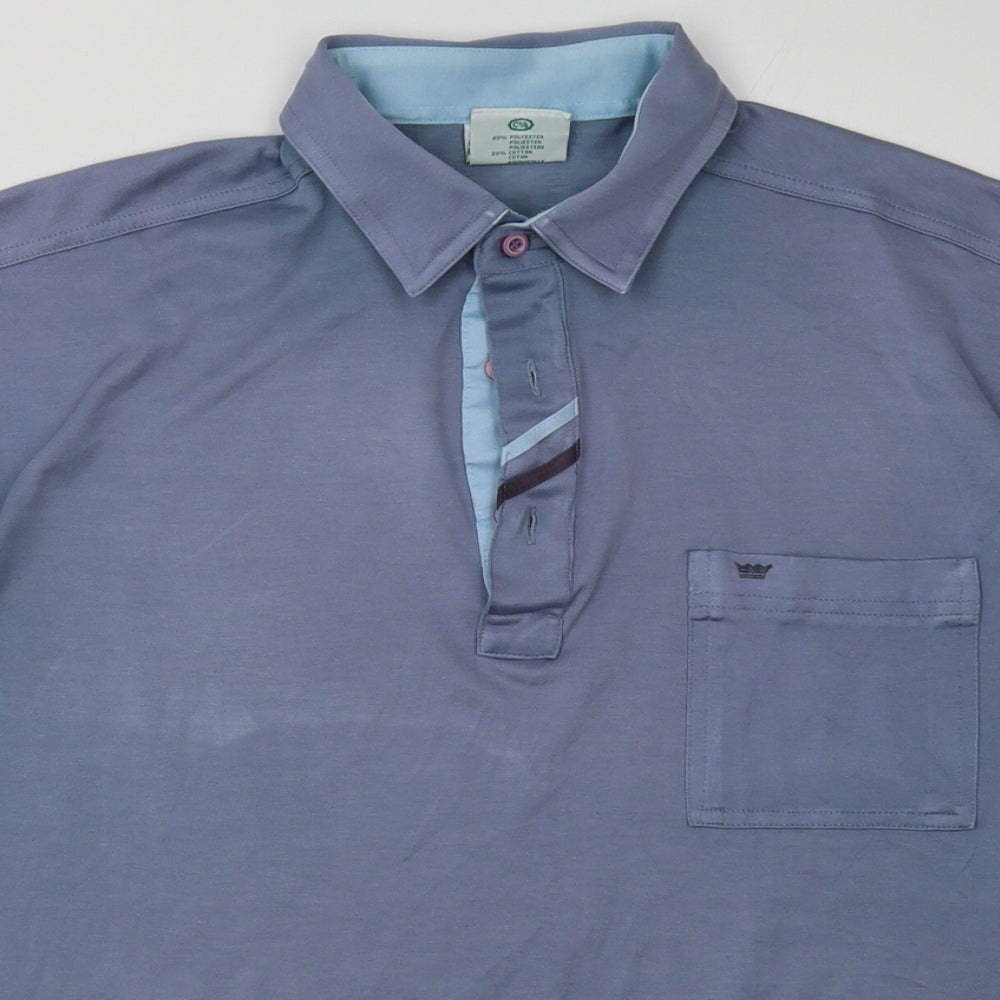 Mens UK Size M canda Blue  Button-Up Short Sleeve Casual Shirt