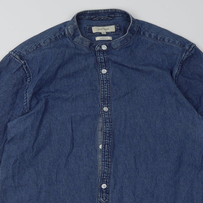 River Island Womens Blue  Cotton A-Line  Size S  Crew Neck Button - longline