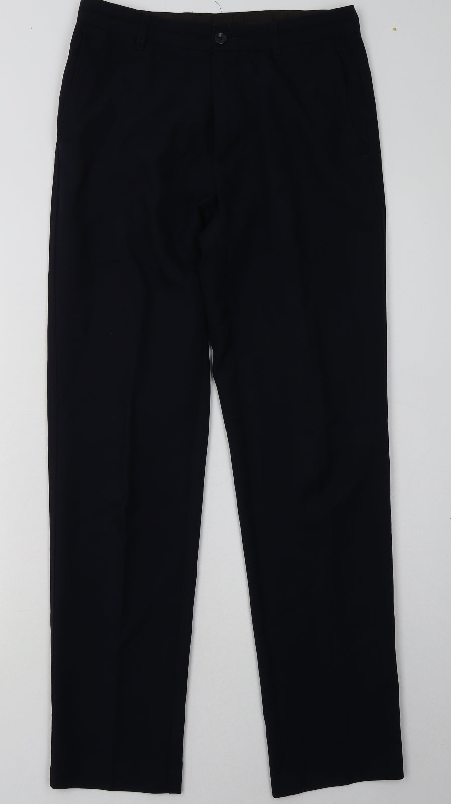 Marks and Spencer Mens Blue  Polyester Capri Trousers Size 28 L31 in Regular Button