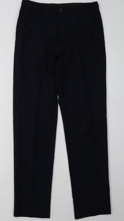 Marks and Spencer Mens Blue  Polyester Capri Trousers Size 28 L31 in Regular Button