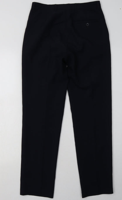 Marks and Spencer Mens Blue  Polyester Capri Trousers Size 28 L31 in Regular Button