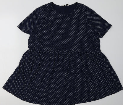 Womens UK Size 14 Sainsburys Blue Basic T-Shirt