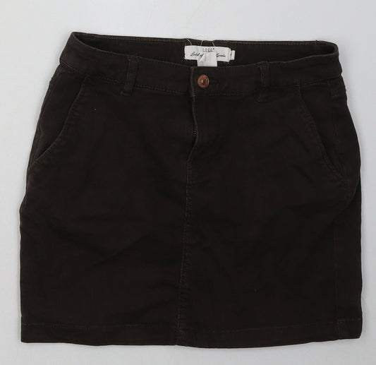 H&M Womens Brown  Cotton A-Line Skirt Size 4   Button