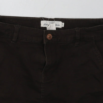 H&M Womens Brown  Cotton A-Line Skirt Size 4   Button