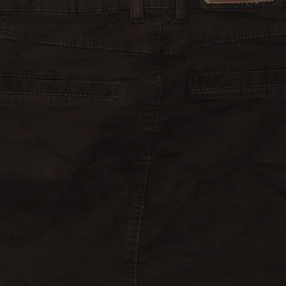 H&M Womens Brown  Cotton A-Line Skirt Size 4   Button