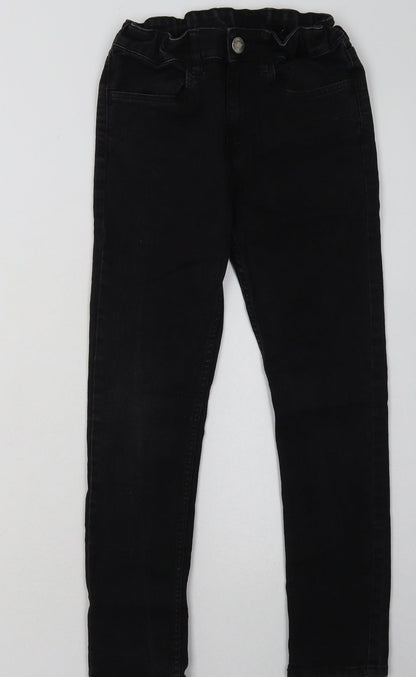 H&M Girls Black  Cotton Straight Jeans Size 9 Years  Regular Button