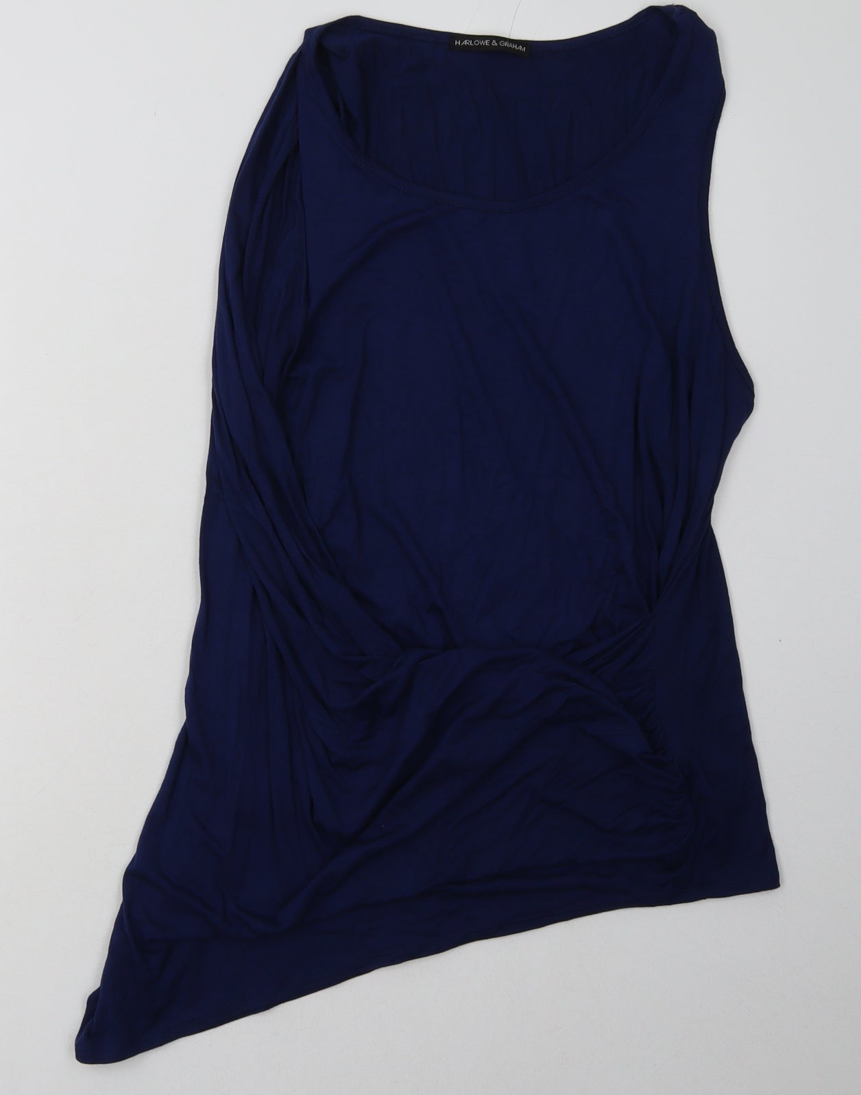 Harlowe & Graham Womens Blue  Viscose Basic Tank Size L Scoop Neck