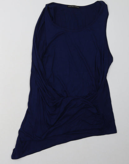 Harlowe & Graham Womens Blue  Viscose Basic Tank Size L Scoop Neck