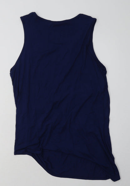 Harlowe & Graham Womens Blue  Viscose Basic Tank Size L Scoop Neck