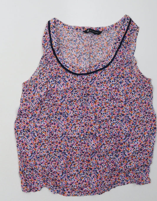 Crew Clothing Womens Pink Floral Viscose Basic Tank Size 14 Scoop Neck