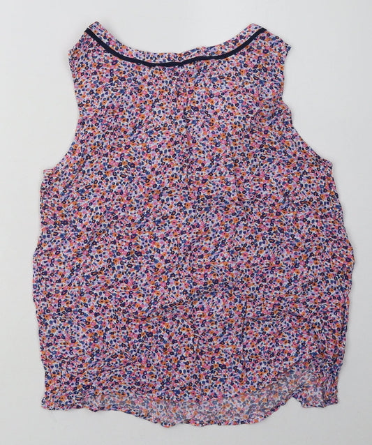 Crew Clothing Womens Pink Floral Viscose Basic Tank Size 14 Scoop Neck