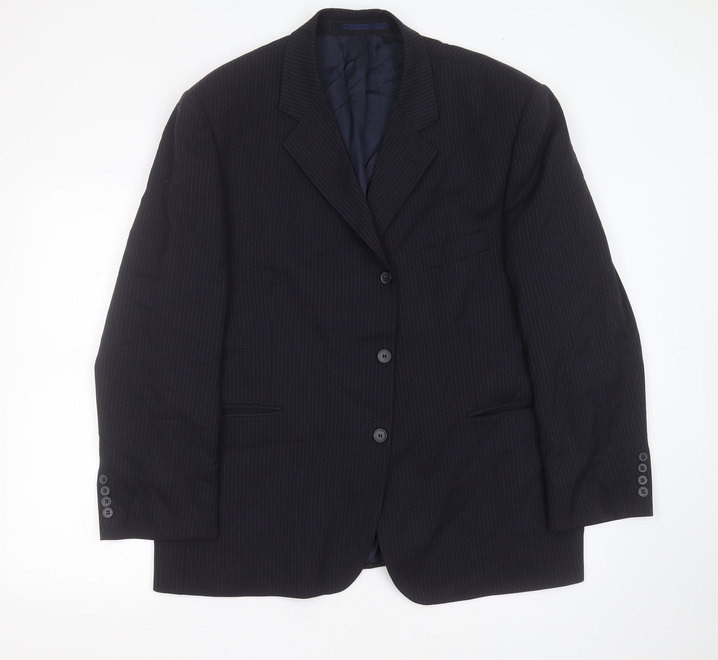 Centaur Traveller Mens Blue Striped Wool Jacket Suit Jacket Size 46