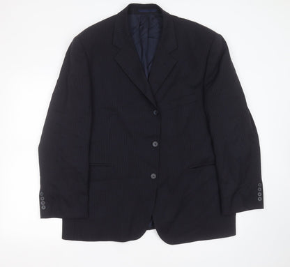 Centaur Traveller Mens Blue Striped Wool Jacket Suit Jacket Size 46