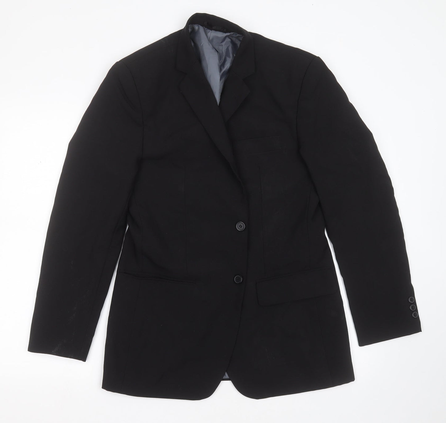 F&F Mens Black  Polyester Jacket Suit Jacket Size 36