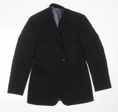F&F Mens Black  Polyester Jacket Suit Jacket Size 36