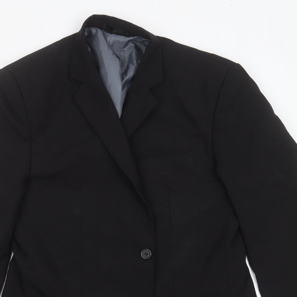 F&F Mens Black  Polyester Jacket Suit Jacket Size 36