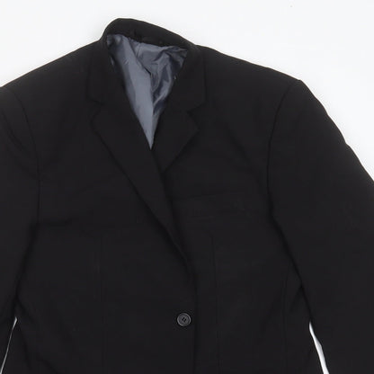 F&F Mens Black  Polyester Jacket Suit Jacket Size 36