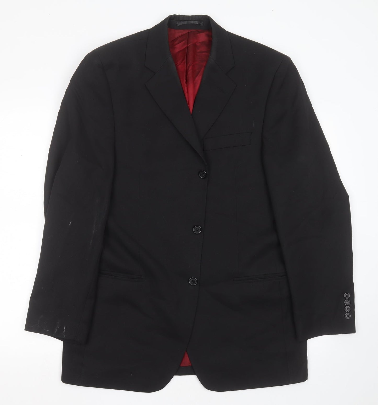 Mens UK Size 40 Charlton Gray Regular Black Suit Jacket