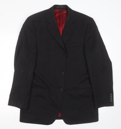 Mens UK Size 40 Charlton Gray Regular Black Suit Jacket
