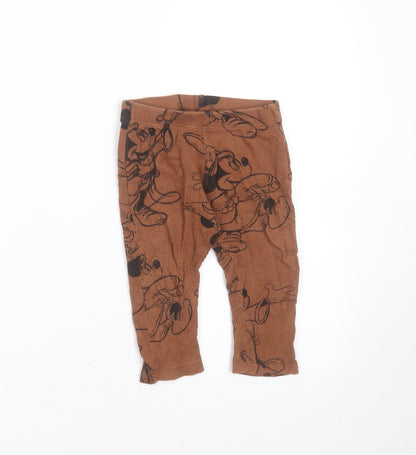 Zara Baby Brown  Cotton  Leggings Size 12-18 Months   - Mickey mouse
