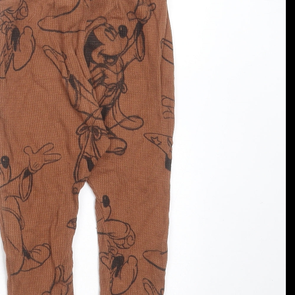 Zara Baby Brown  Cotton  Leggings Size 12-18 Months   - Mickey mouse