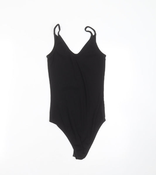 River Island Womens Black Striped Polyester Bodysuit One-Piece Size 6