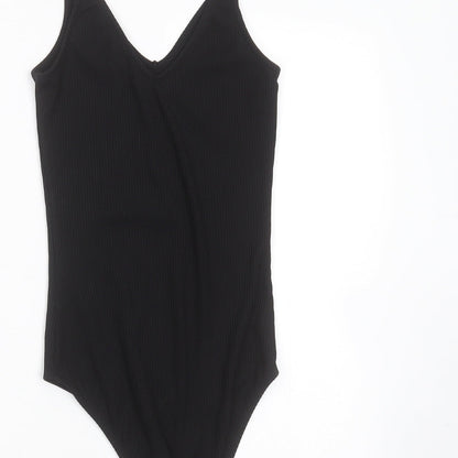 River Island Womens Black Striped Polyester Bodysuit One-Piece Size 6