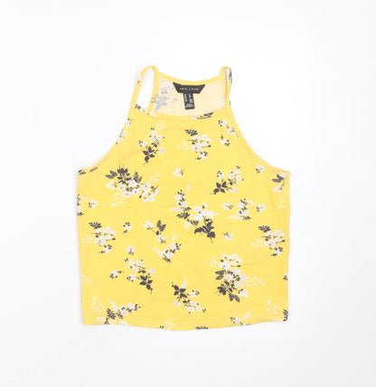 Womens UK Size 8 New Look Yellow Cropped T-Shirt