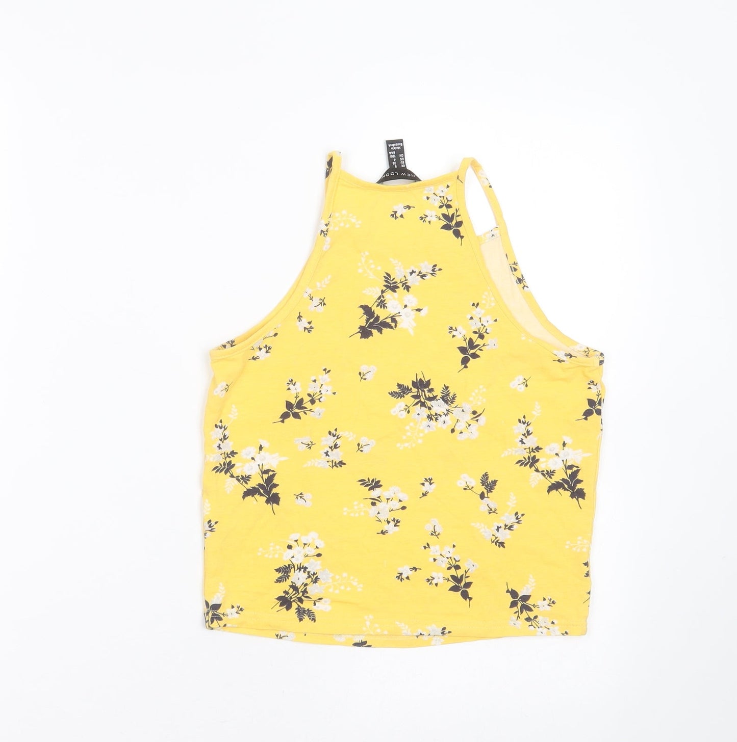 Womens UK Size 8 New Look Yellow Cropped T-Shirt