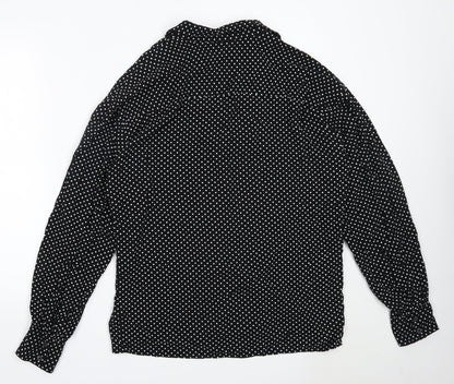 ASOS Womens Black Polka Dot Viscose Basic Button-Up Size M Collared