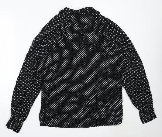 ASOS Womens Black Polka Dot Viscose Basic Button-Up Size M Collared