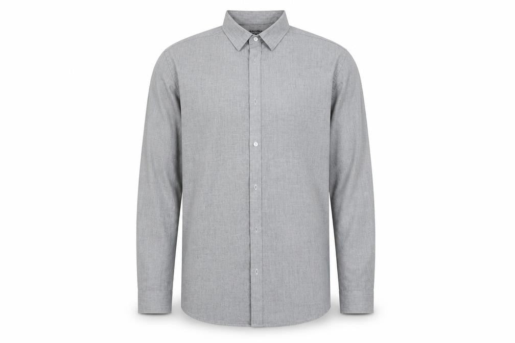 Mens UK Size L Easy Grey  Button-Up Long Sleeve Casual Shirt