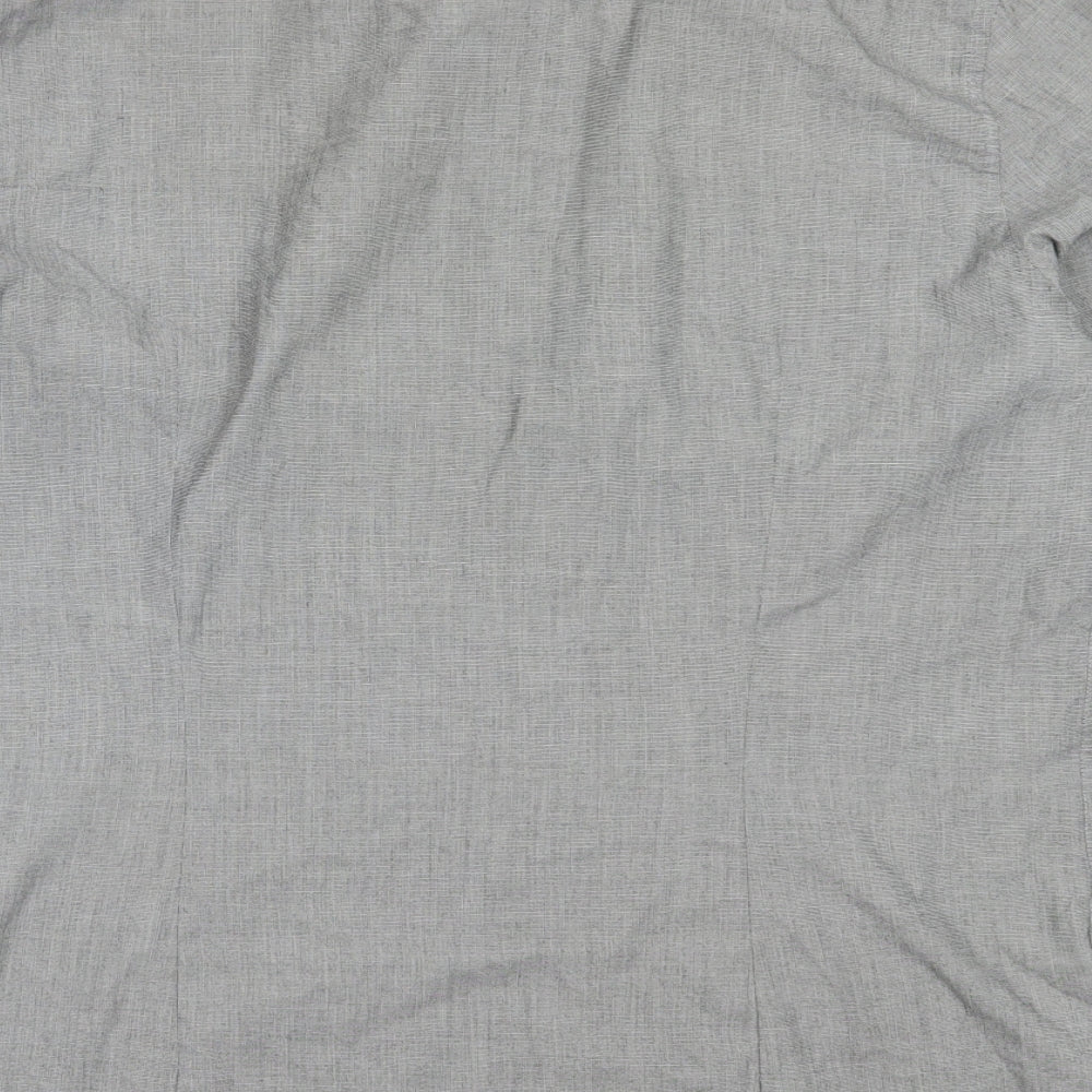 Mens UK Size L Easy Grey  Button-Up Long Sleeve Casual Shirt