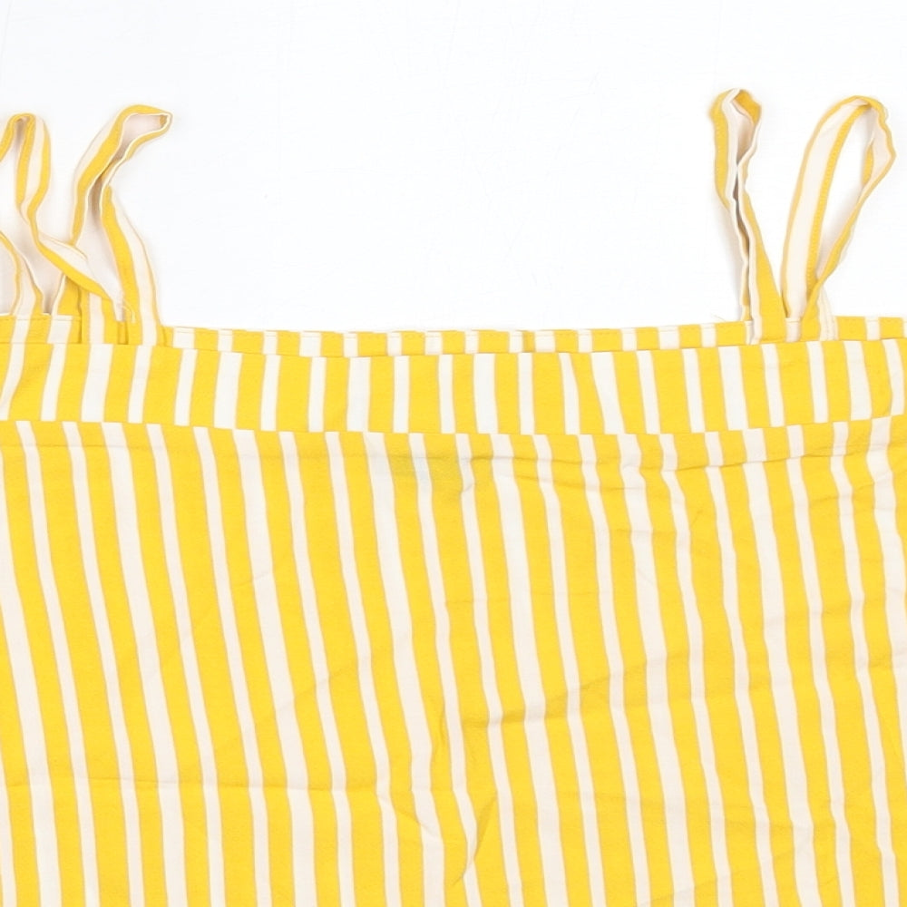 Primark Girls Yellow Striped Viscose Basic Blouse Size 14-15 Years Off the Shoulder