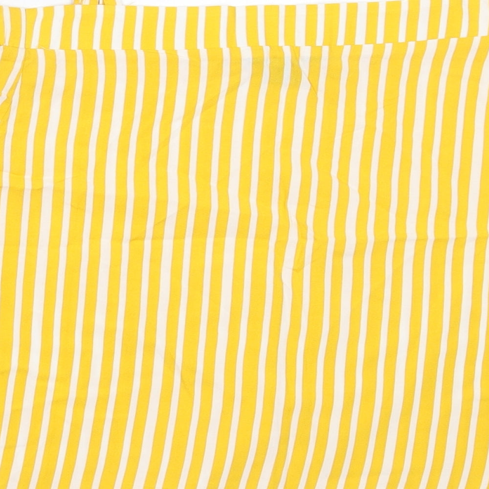 Primark Girls Yellow Striped Viscose Basic Blouse Size 14-15 Years Off the Shoulder