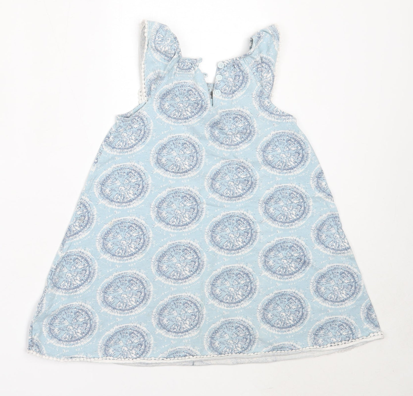 Sigrid Olsen Girls Blue Geometric Cotton Shift  Size 3-4 Years  Round Neck