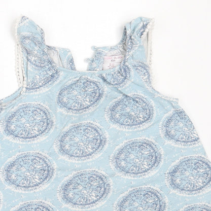 Sigrid Olsen Girls Blue Geometric Cotton Shift  Size 3-4 Years  Round Neck