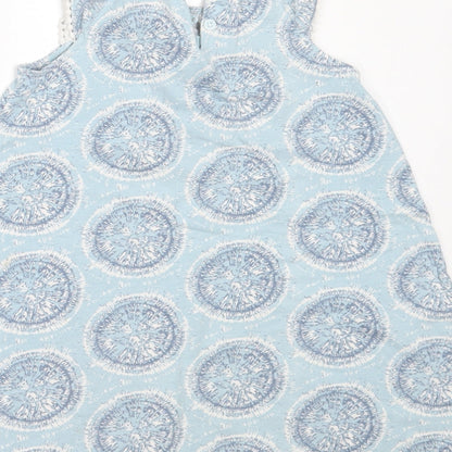 Sigrid Olsen Girls Blue Geometric Cotton Shift  Size 3-4 Years  Round Neck