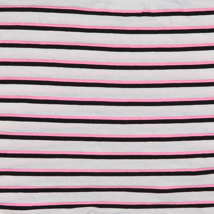 Bershka  Womens Multicoloured Striped Cotton Basic T-Shirt Size XS Round Neck