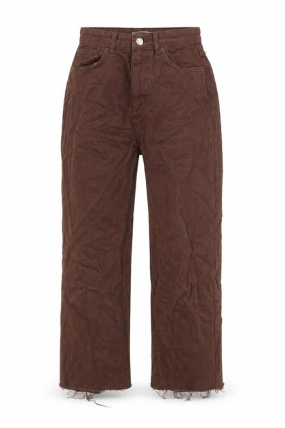 Womens UK Size 8 Pull&Bear Regular Fit Cropped Brown Jeans