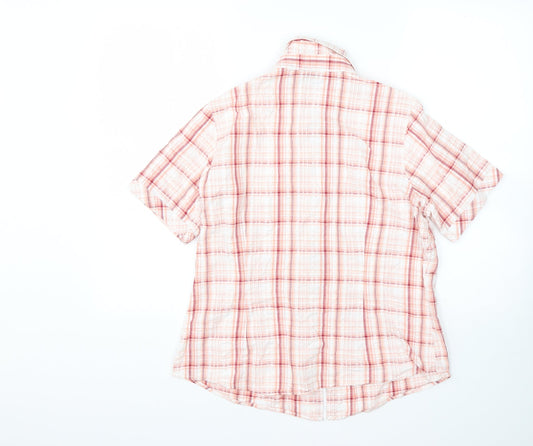 Damart Womens Multicoloured Plaid Cotton Basic Button-Up Size 14 Collared