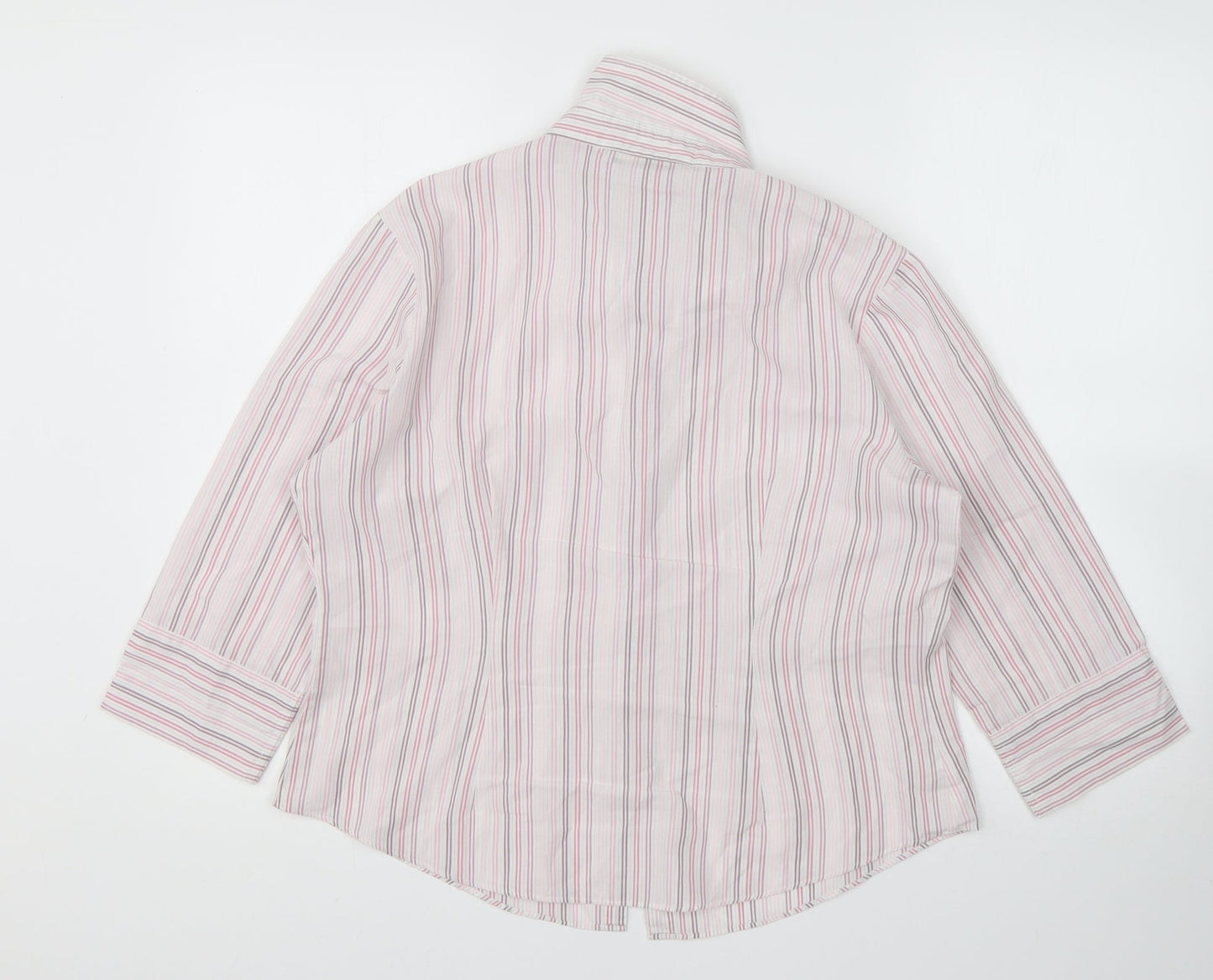 George Womens Pink Striped Polyester Basic Button-Up Size 14 Collared