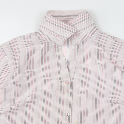 George Womens Pink Striped Polyester Basic Button-Up Size 14 Collared