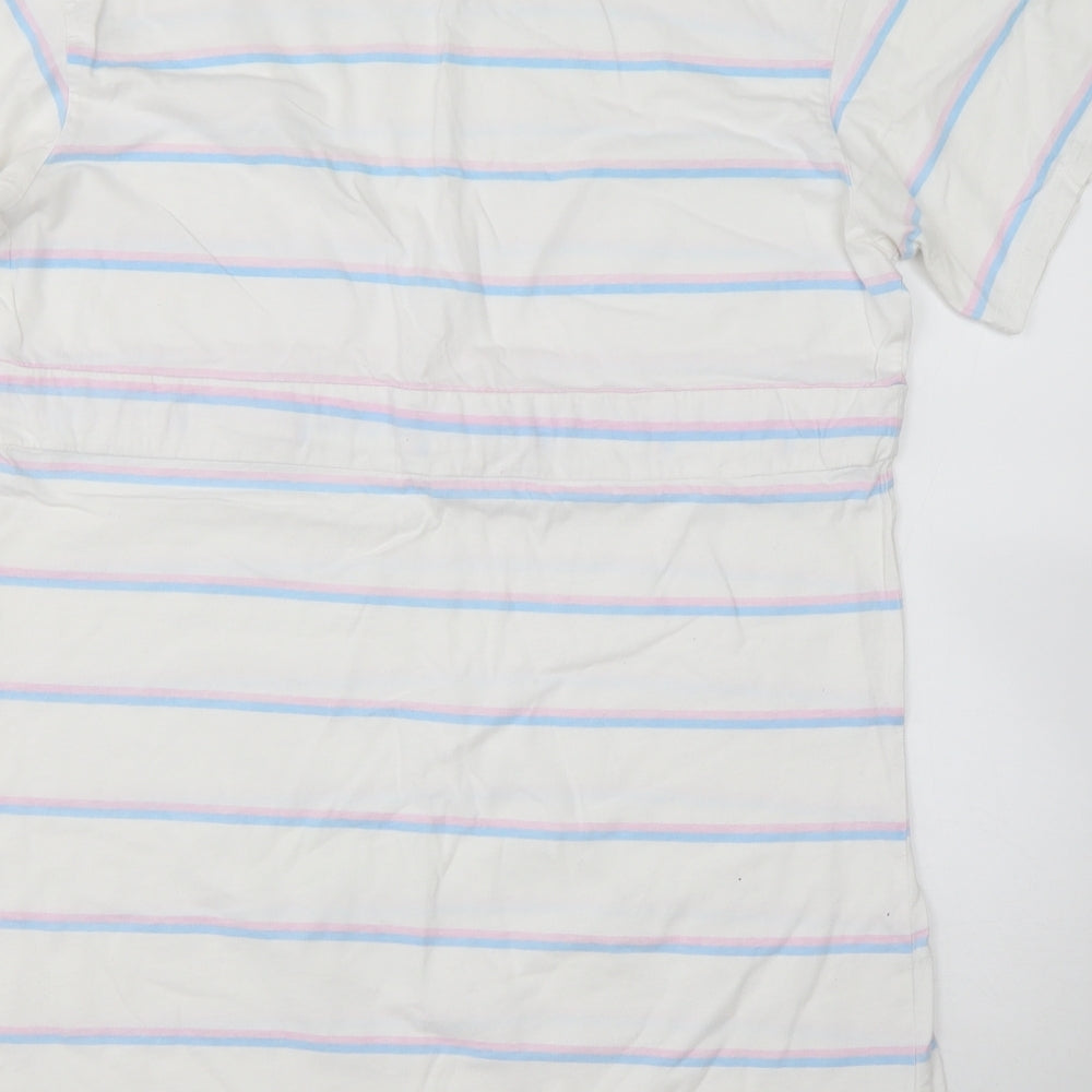 Wednesday Girl Womens Multicoloured Striped Cotton Basic T-Shirt Size M Round Neck
